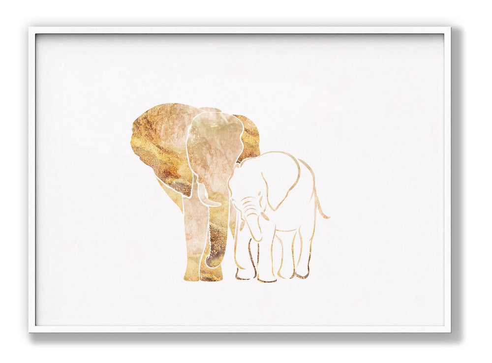 Gold Elephant Line art Silhouettes 4