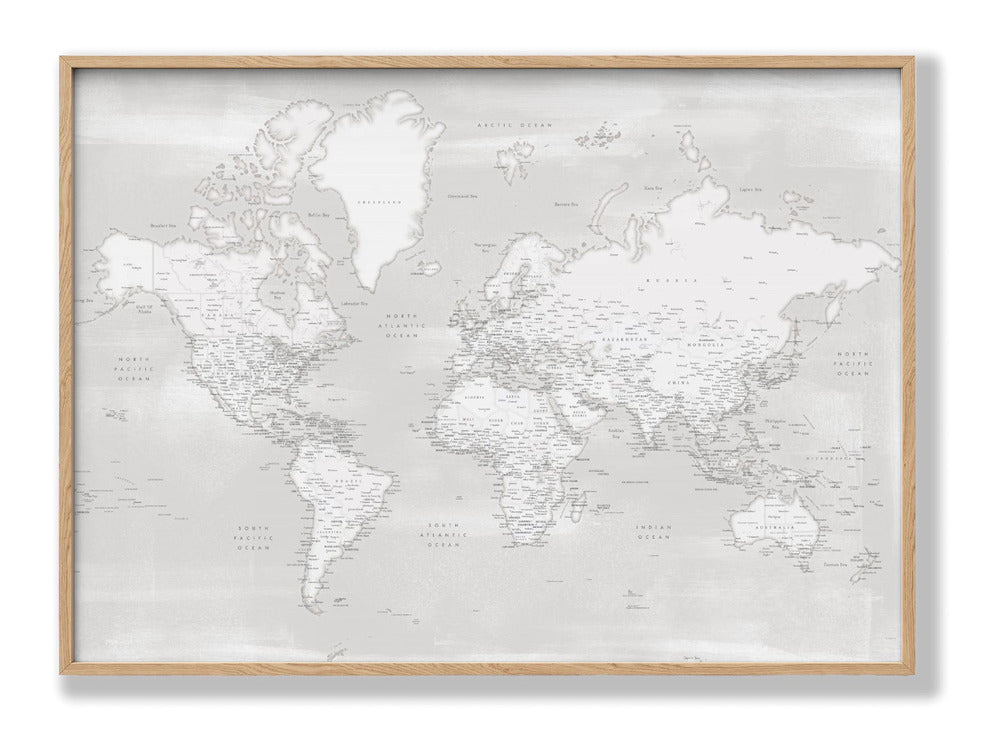 Detailed world map with cities, Maeli neutral