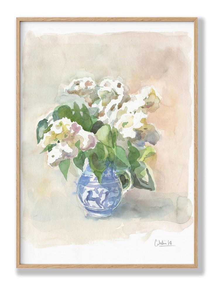 White Lilacs In A Vase Watercolor