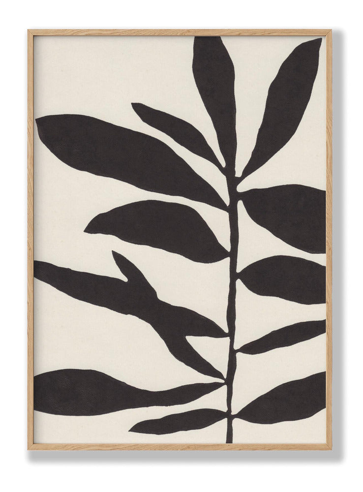 Linocut Branch No1 Black & White Plakat