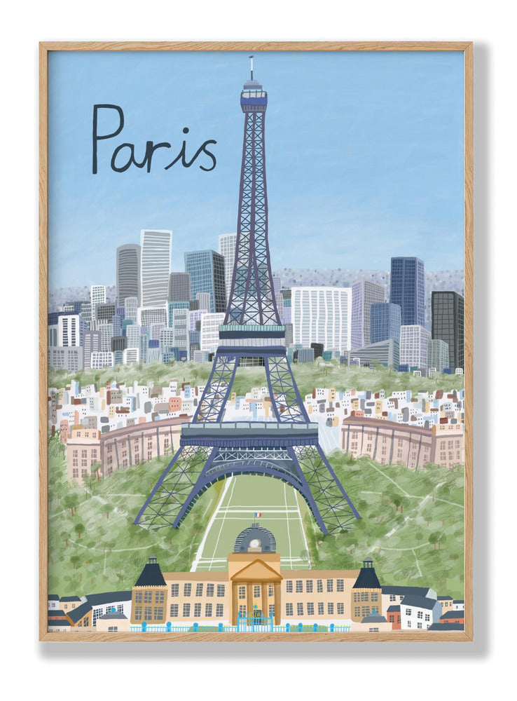 Eiffel Tower with Paris City in Background by Artist Carla Daly