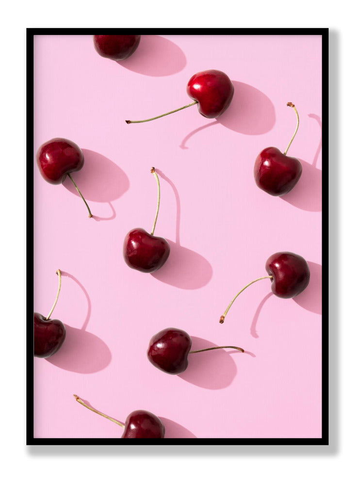 Cherries on pink background plakat