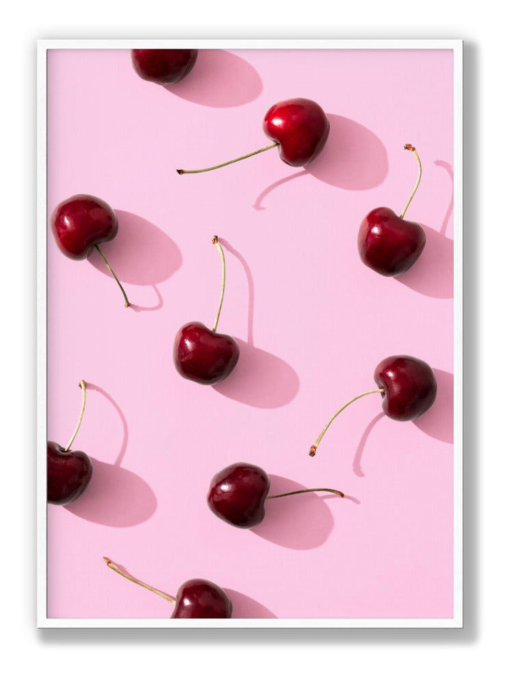 Cherries on pink background plakat