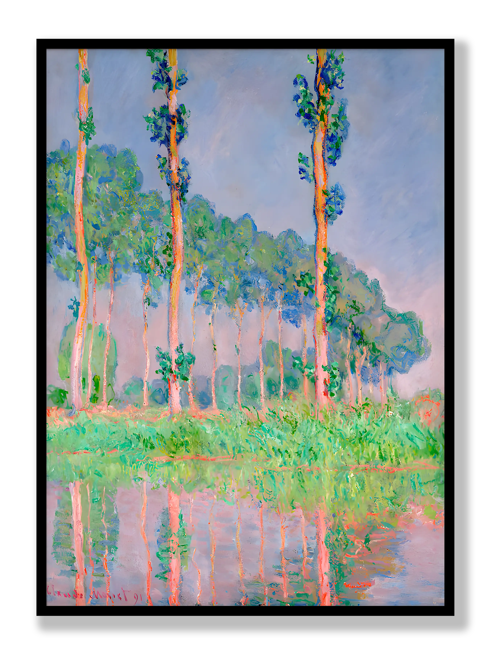 Claude Monet - Poplars, Pink Effect plakat