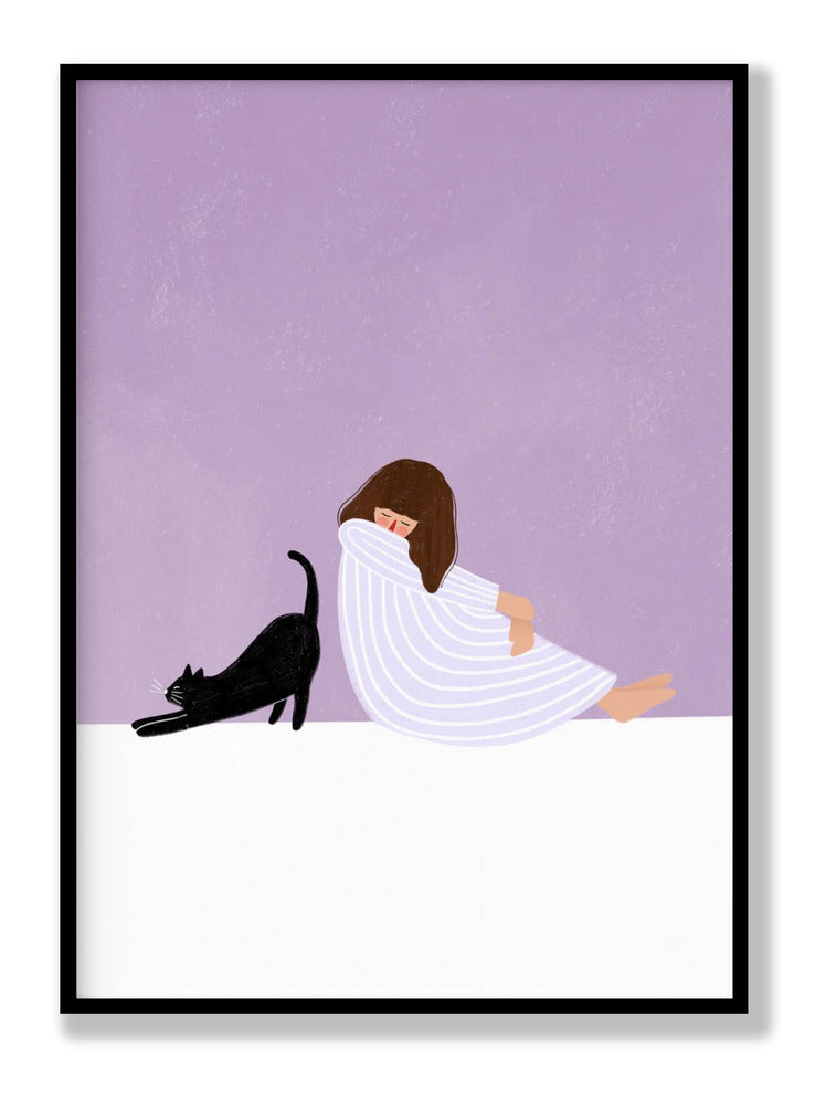 Girl and Cat plakat