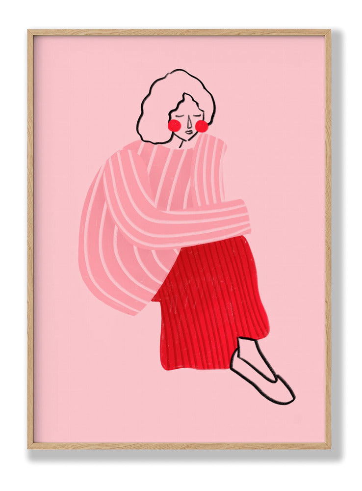 Pink and Red Line Lady plakat