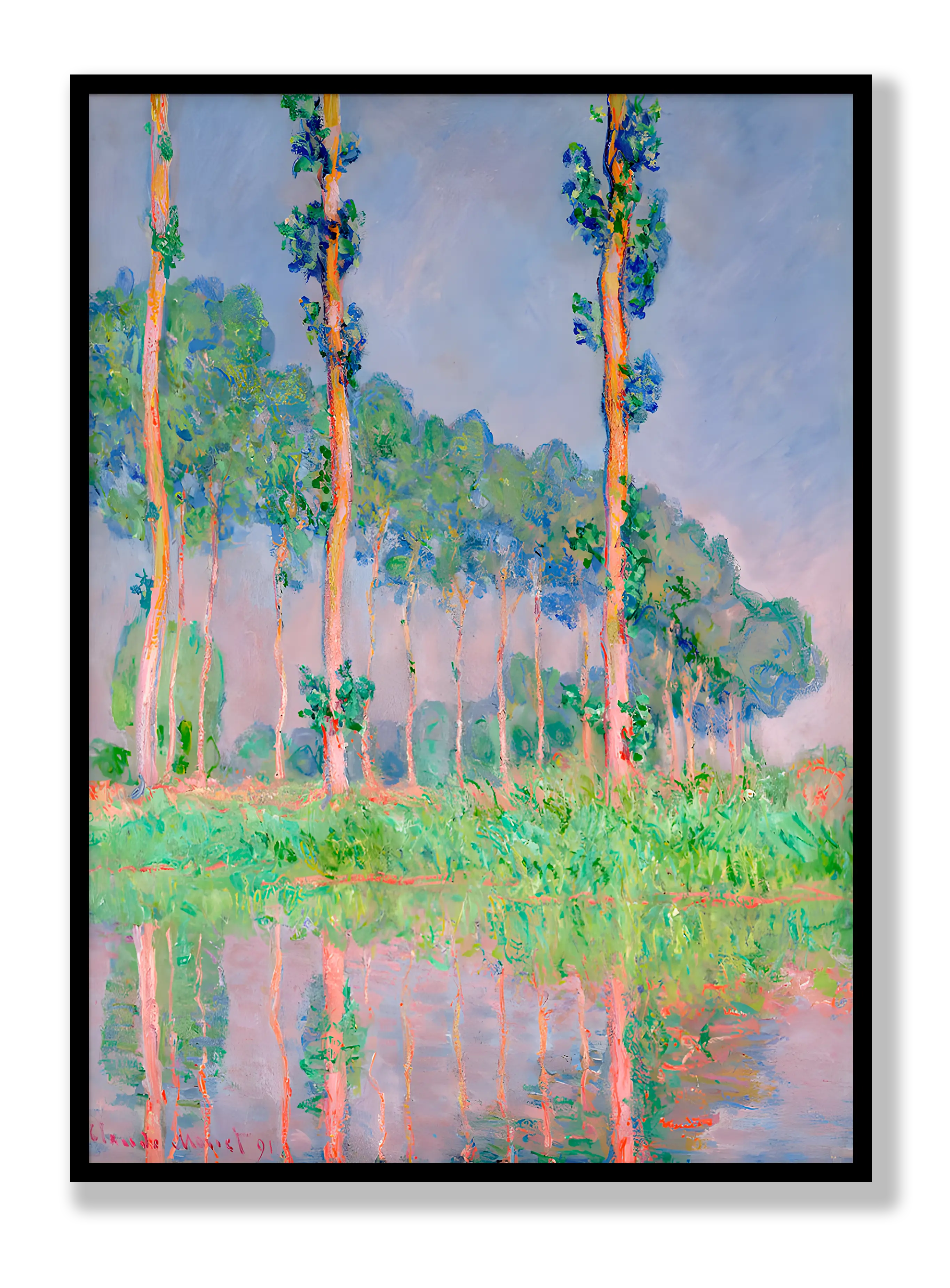 Claude Monet - Poplars, Pink Effect Plakat