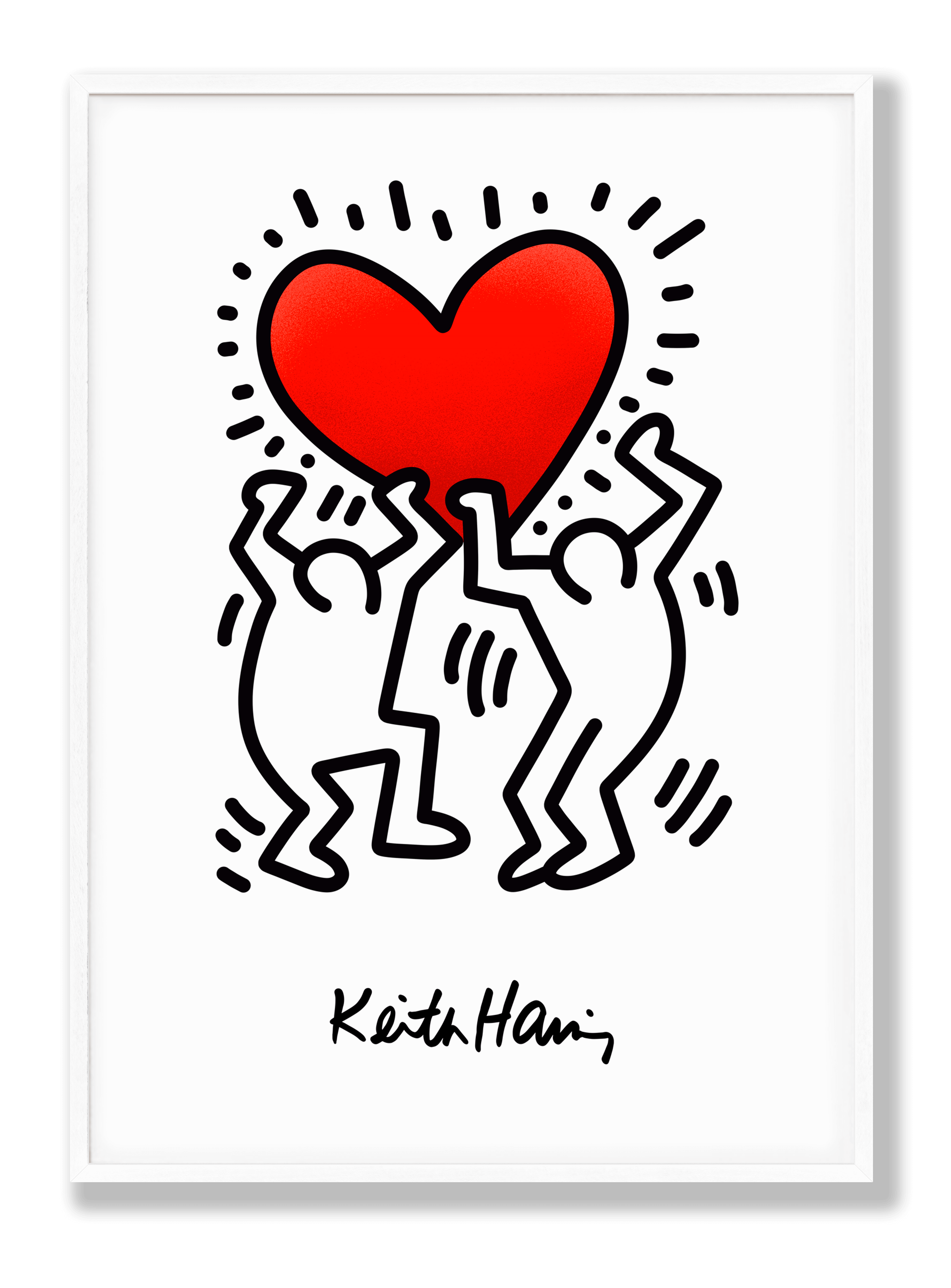 Keith Haring - Figures With Red Heart Plakat