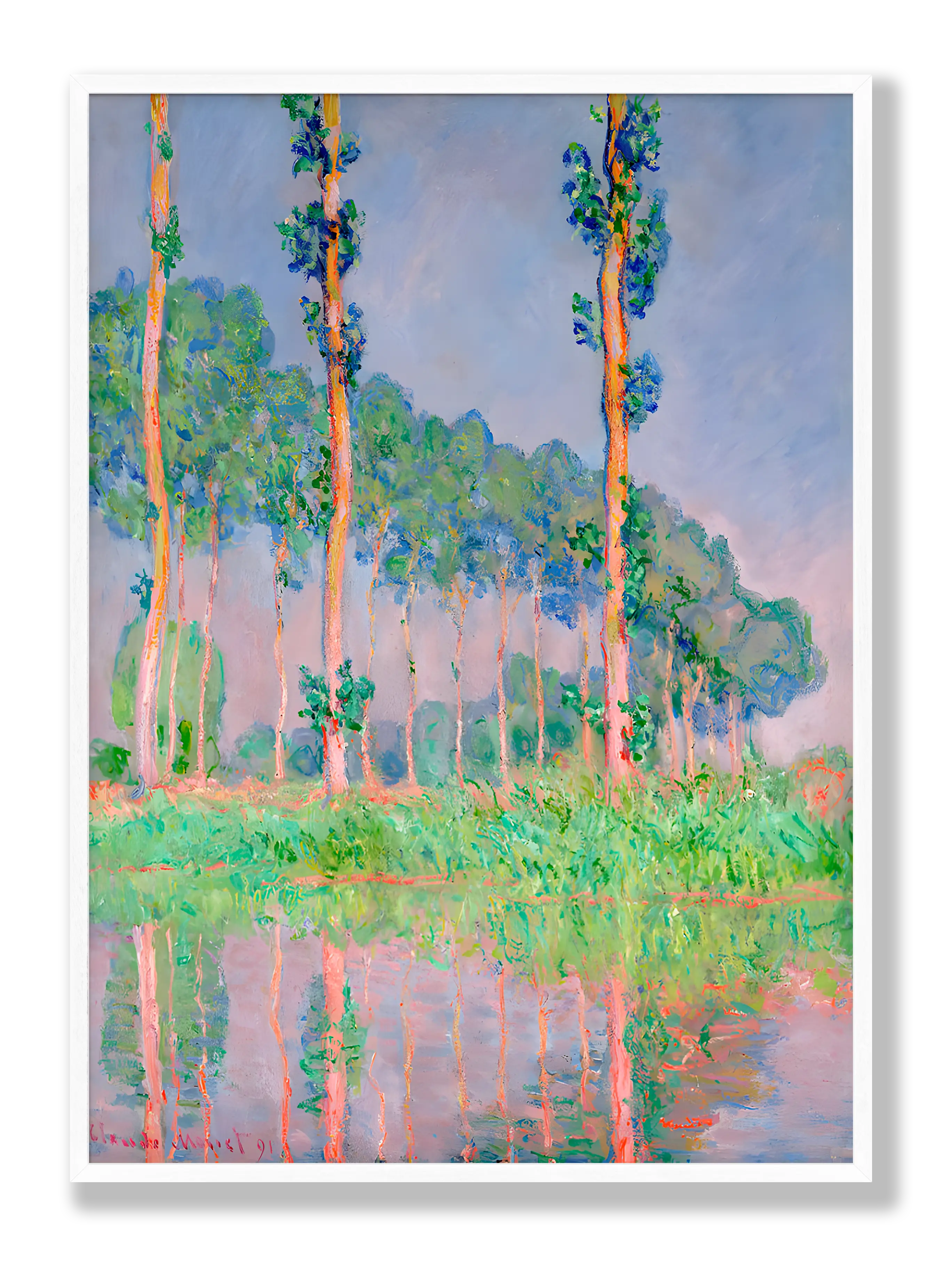 Claude Monet - Poplars, Pink Effect Plakat