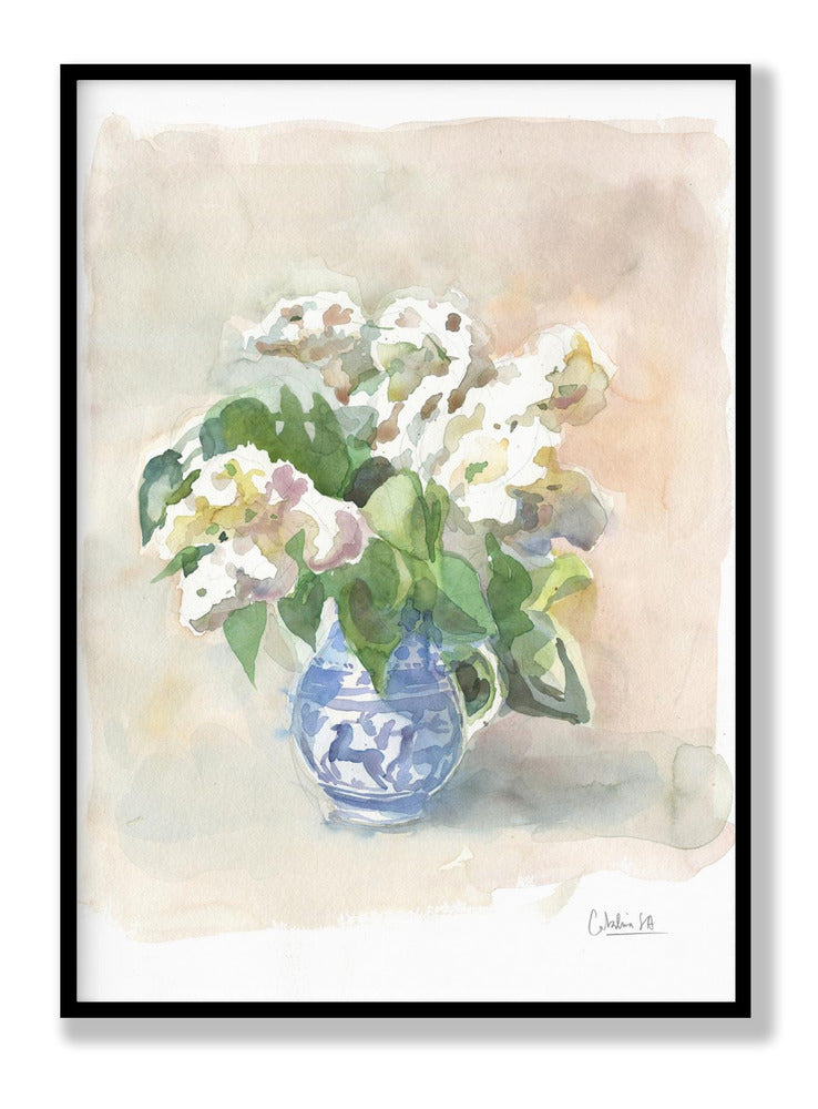 White Lilacs In A Vase Watercolor