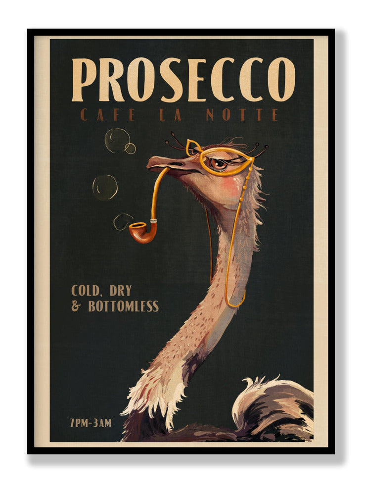 Art Deco Prosecco Wall Art Of An Ostrich