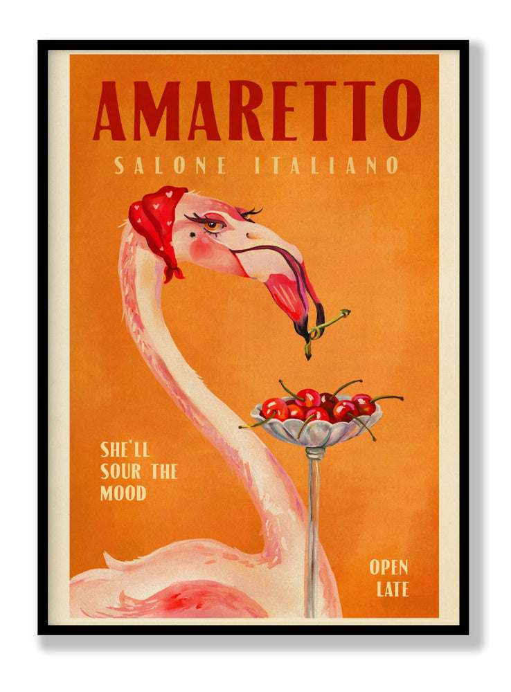 Amaretto Flamingo Art Deco Italian Cafe Travel Art