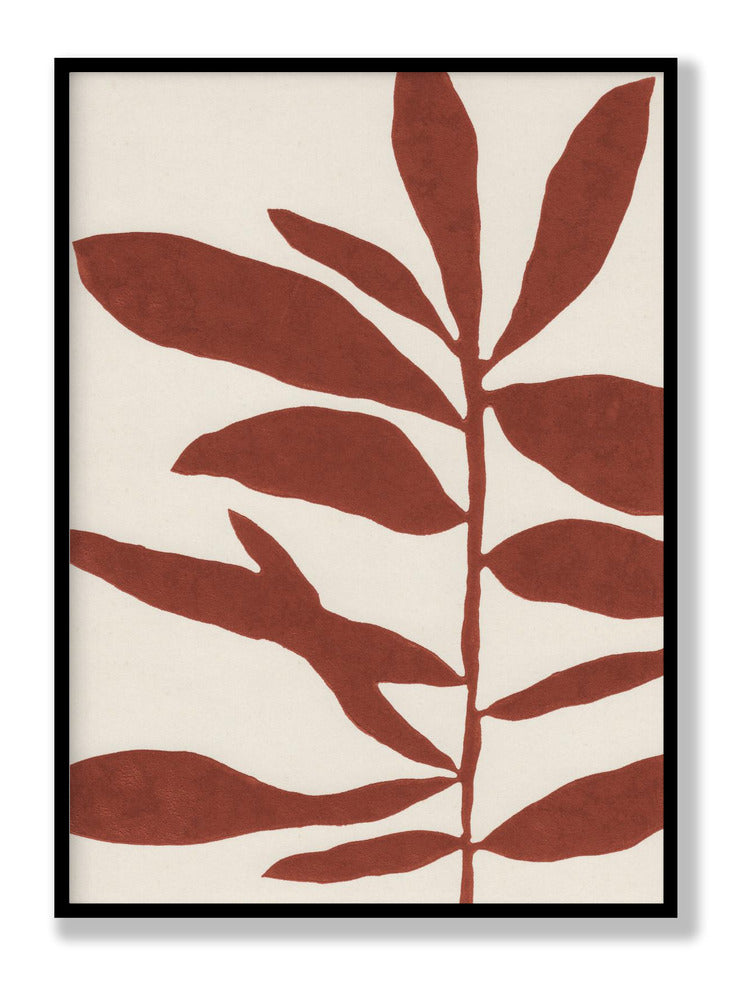 Linocut Branch #3 : Saffron Red