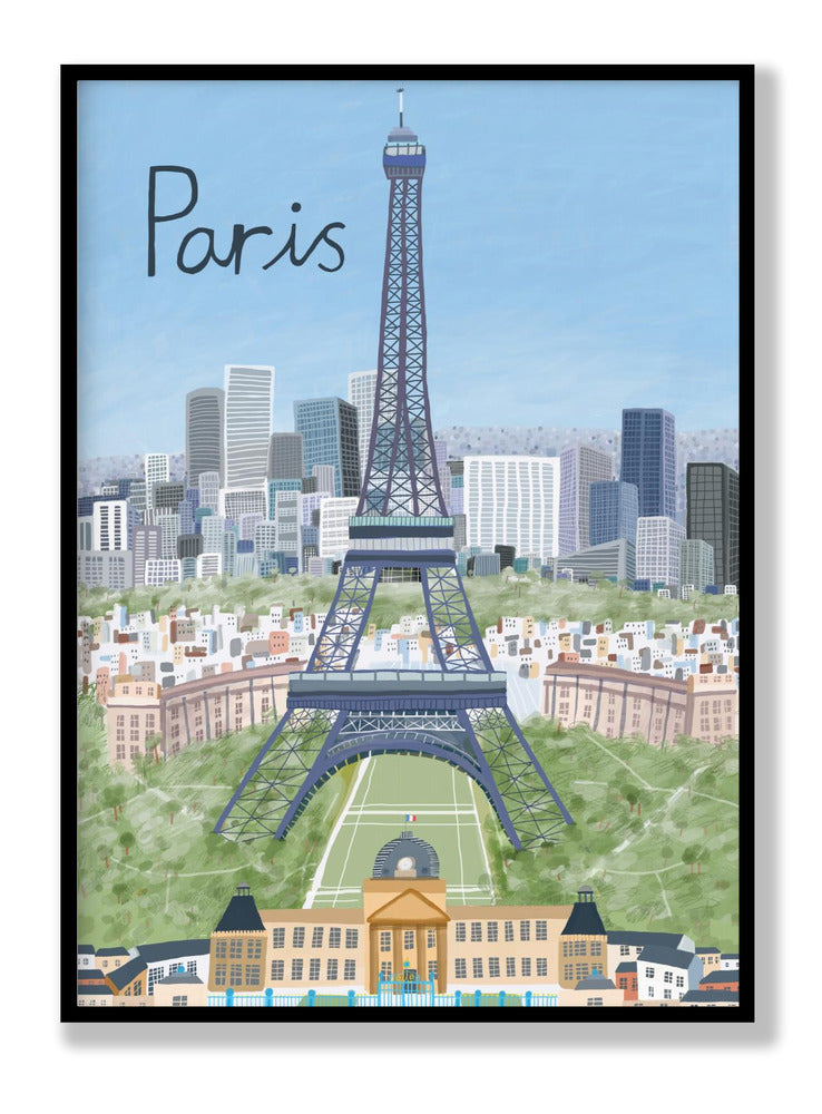 Eiffel Tower with Paris City in Background by Artist Carla Daly