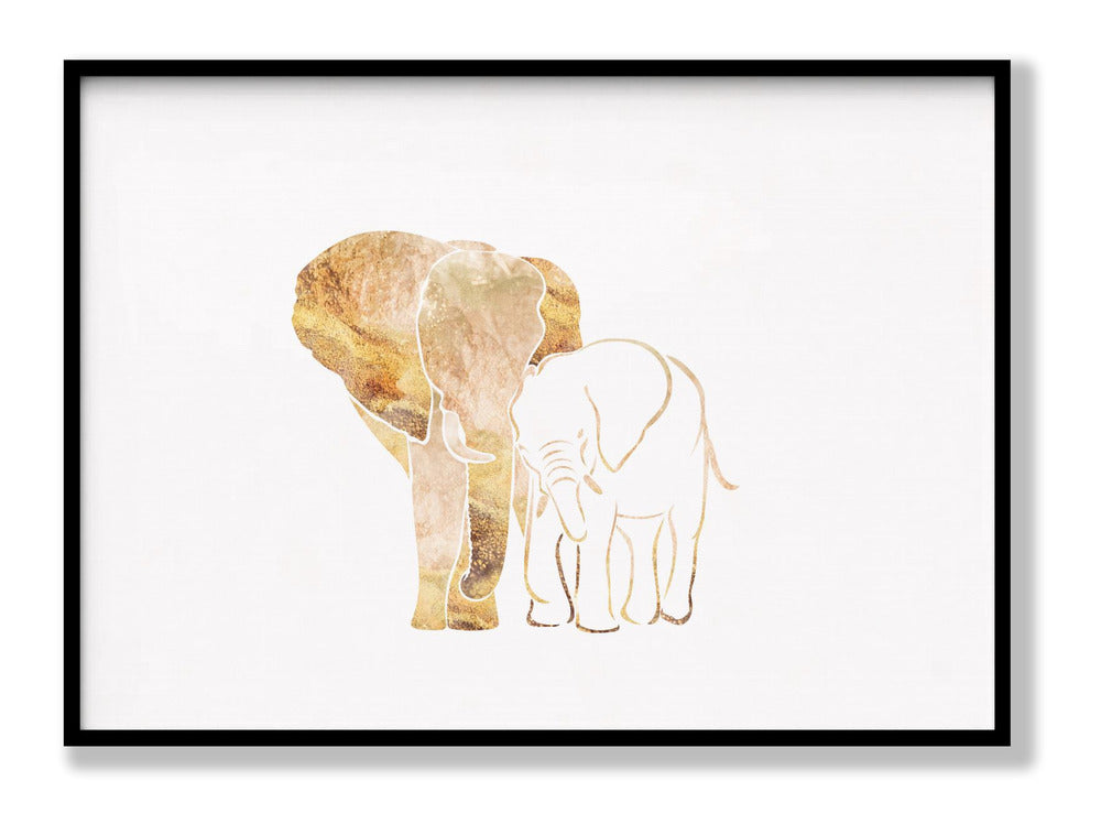 Gold Elephant Line art Silhouettes 4