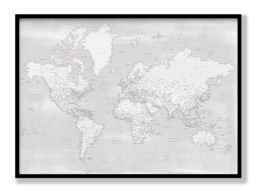 Detailed world map with cities, Maeli neutral