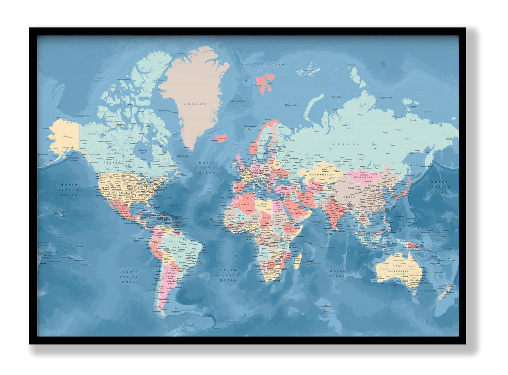 Detailed world map with cities, Vickie