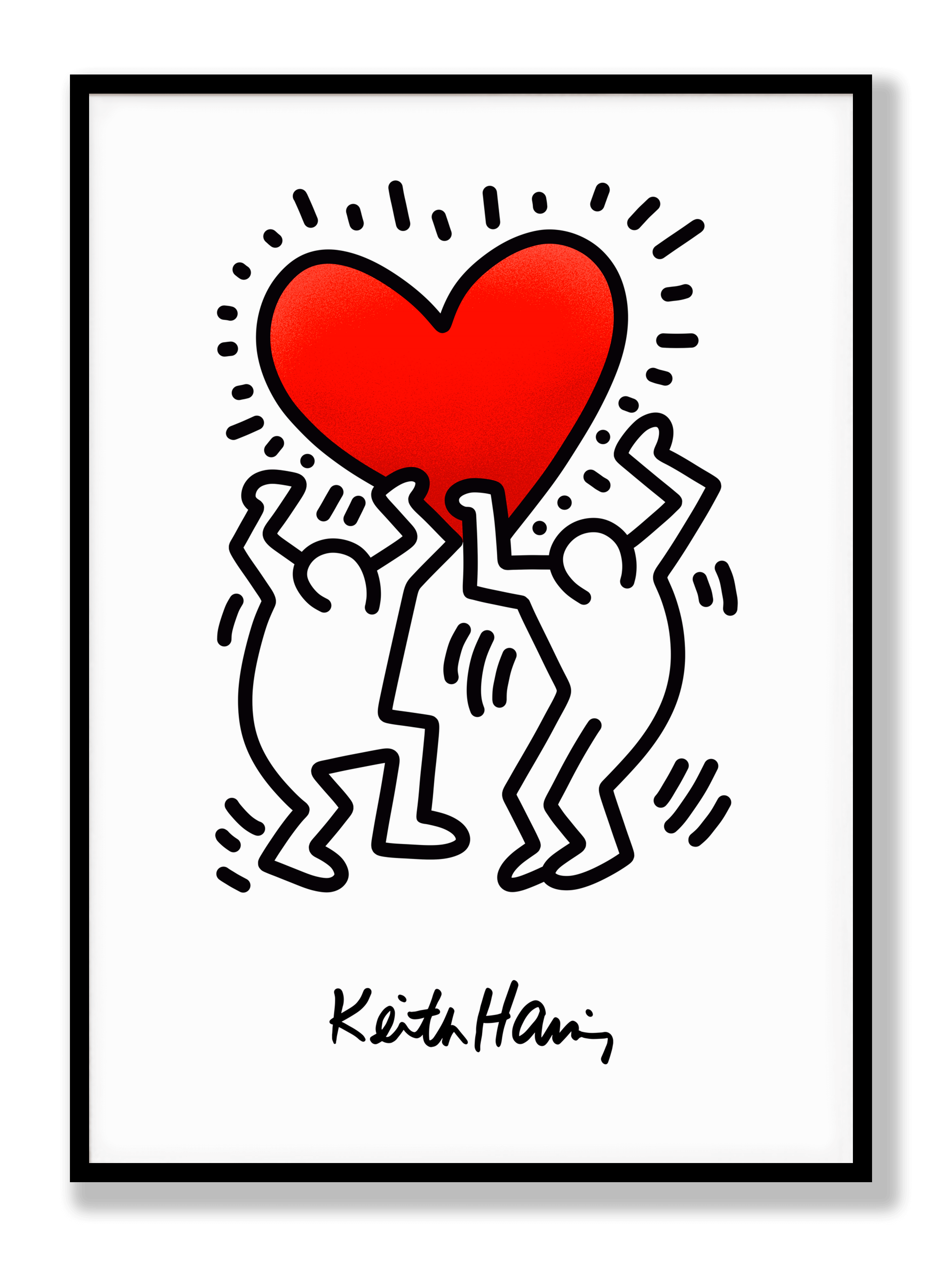 Keith Haring - Figures With Red Heart Plakat